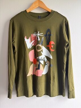 lululemon athletica Olive Green Graphic Crewneck Tee